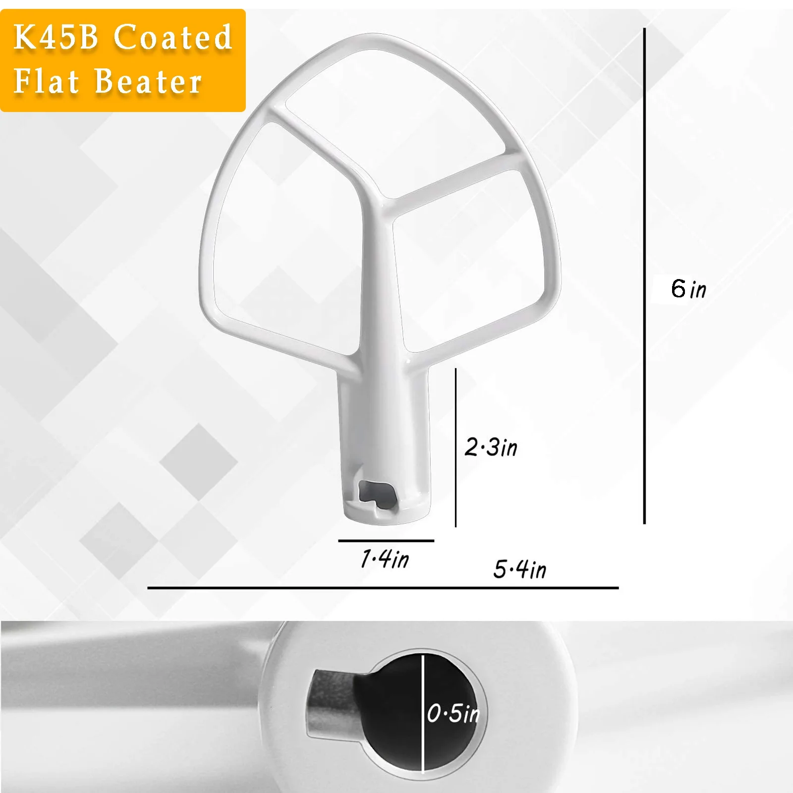 Beaquicy K45DH Dough Hook & K45WW Wire Whip & K45B Coated Flat Blade Paddle with Scraper for KSM150 Tilt Head Stand Mixer