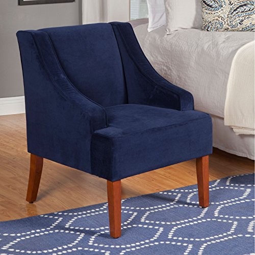 HomePop Velvet Swoop Arm Accent Chair, Suri Blue