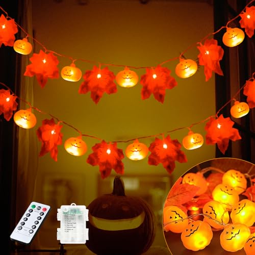 JACKYLED Christmas Projector Light & JACKYLED Halloween String Lights 60-LED Pumpkin & Maple Leaf Lights 30FT 8 Modes