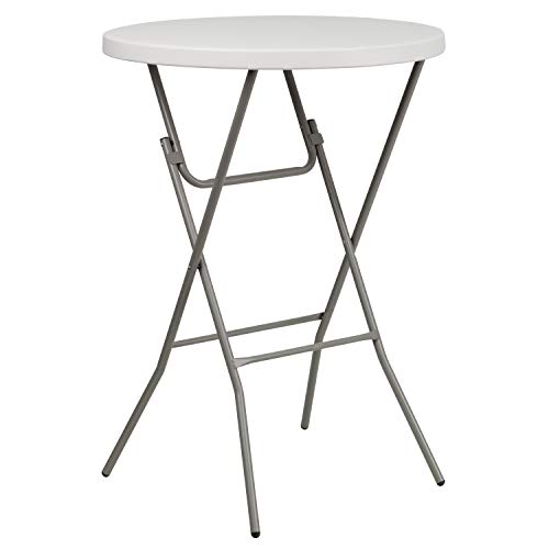 Flash Furniture Kathryn 2.63' Round Folding Bar Height Table for Parties and Commercial Events, Indoor/Outdoor Plastic Bar Height Folding Table, White