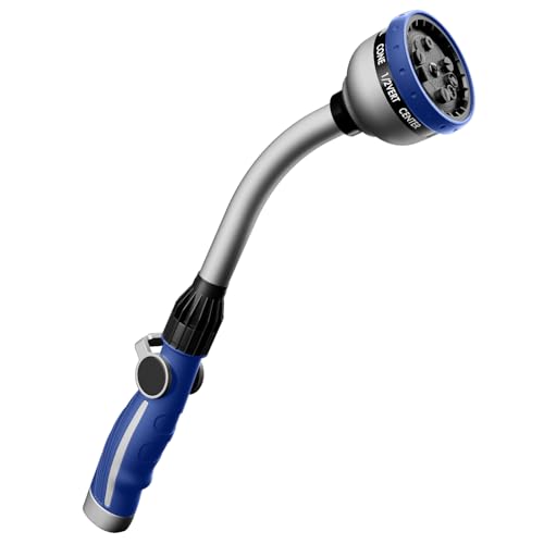 RESTMO Watering Wand Heavy Duty, Metal Garden Hose Wand with 10 Spray Patterns, 15-Inch Long Hose Nozzle Sprayer with Thumb Flow Control, Ideal to Water Hanging Baskets and Shrubs