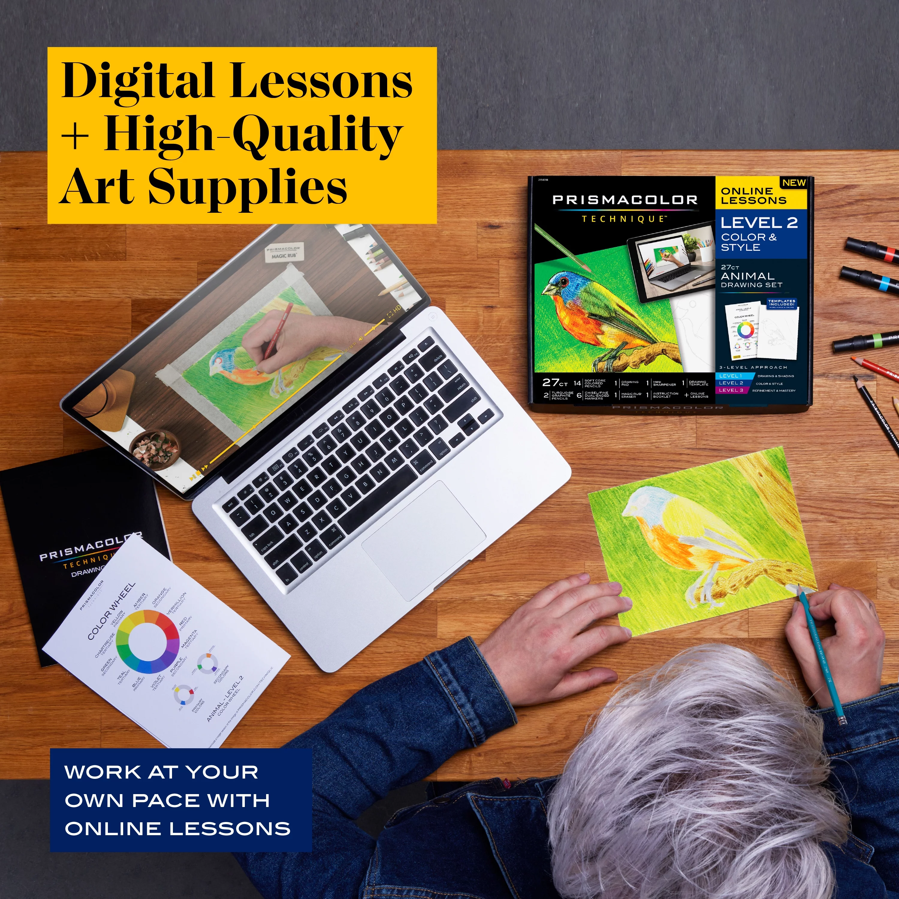 Prismacolor Technique Drawing Set, Level 2 Color & Style, 27-Piece Animal Drawing Set