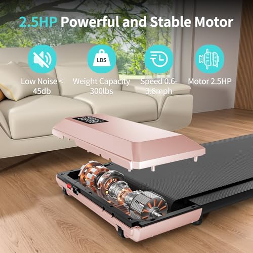 2024 Upgrade Walking Pad, Under Desk Treadmill for Home, Portable Mini Treadmill, No-Assembly Treadmills, App/Remote Control, Led Display, Walking Jogging Machine