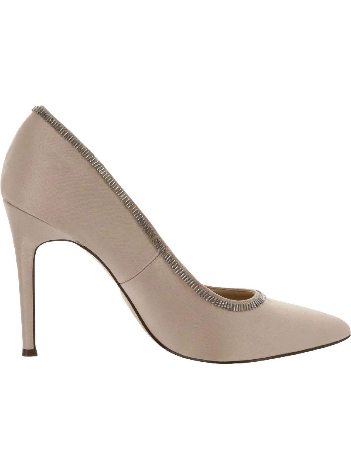 Nina Womens Deedra Leather Embellished Heels Beige 8 Medium (B,M)