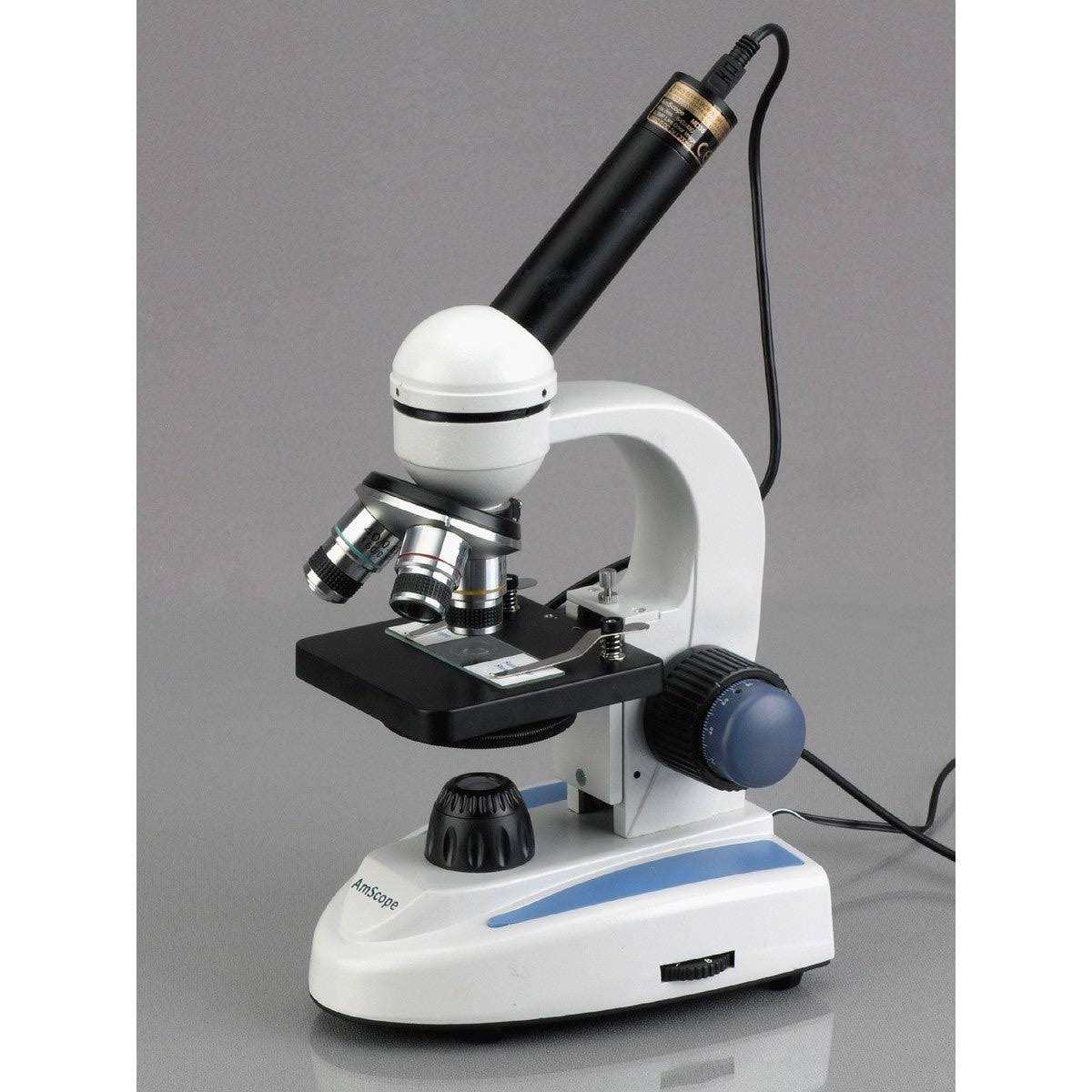 Amscope 40X-1000X Biology Science Metal Glass Student Microscope with USB Digital Camera