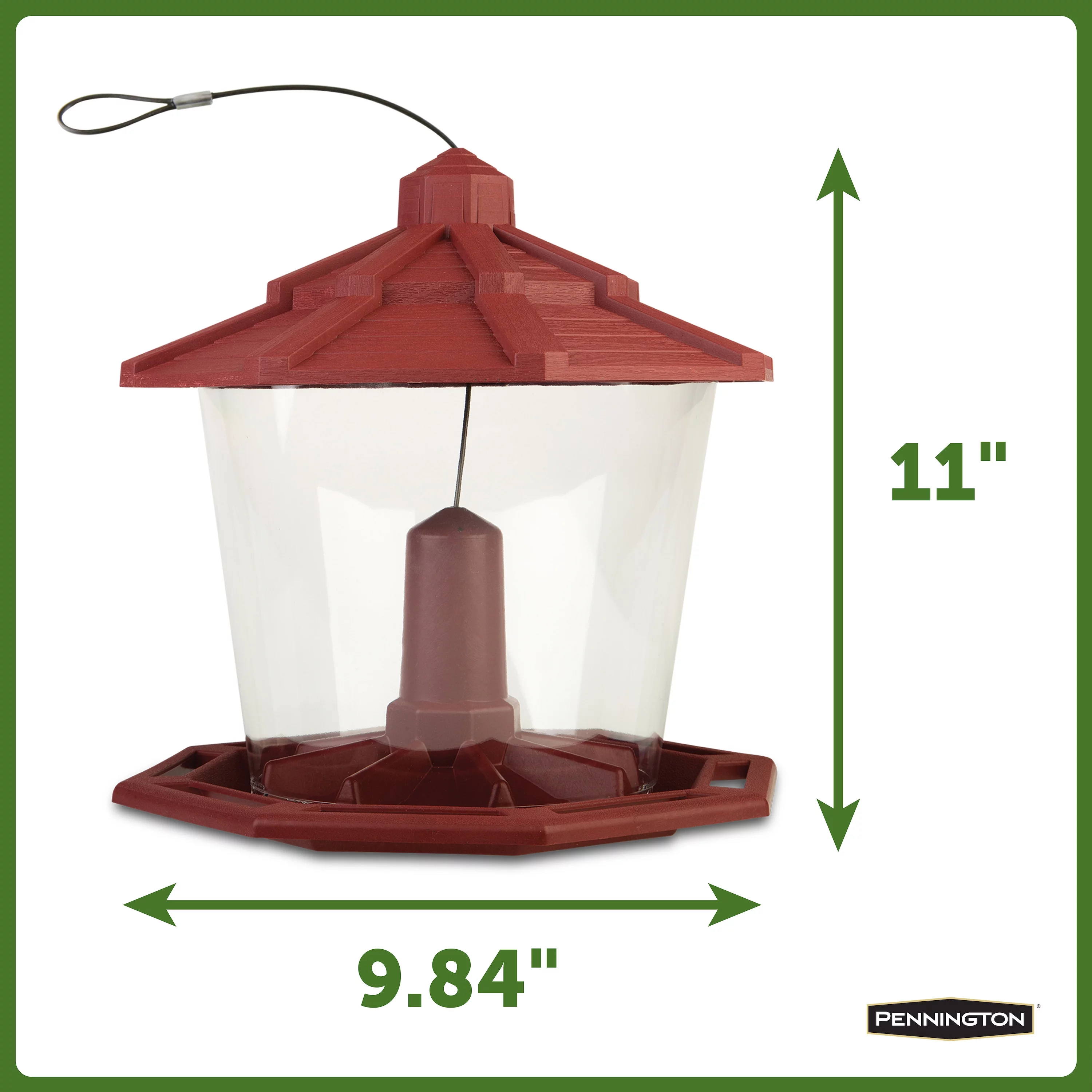 Pennington Earth Smart Red Recycled Plastic Wild Bird Hopper Feeder, 7 lb. Capacity, 2 Pack
