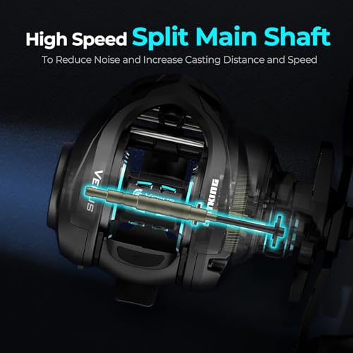 KastKing Verus Baitcasting Fishing Reel, 6oz Ultra Lightweight, Halo XII Magnetic Braking System, 9+1 MaxiDur Double Shielded Stainless Steel BB, Up to 18 Lbs Max Drag, 8.0:1/7.2:1 Gear Ratio