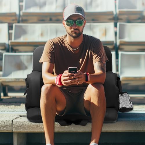 VEVOR Stadium Seat with Back Support, Wide Bleacher Seat Back, Folding Portable Padded Reclining Chair with Hook Pocket Cupholder, Ideal for Sport Event Beach Camping Concert