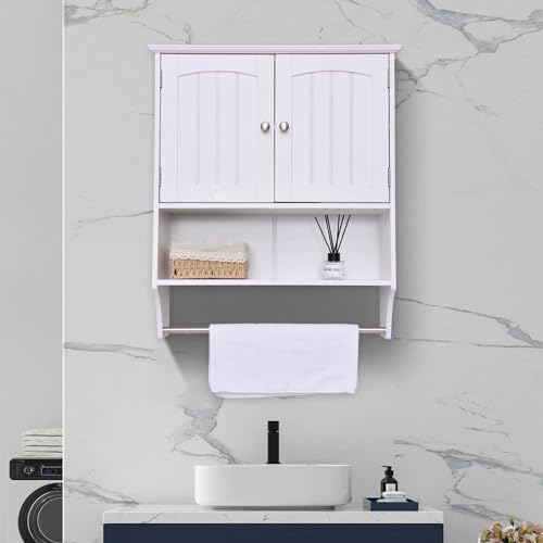 Bathroom Wall Cabinet with Towel Bar - Saver for Your Bathroom Space, Over The Toilet Storage Cabinet, Bathroom Wall Madicine Cabinet