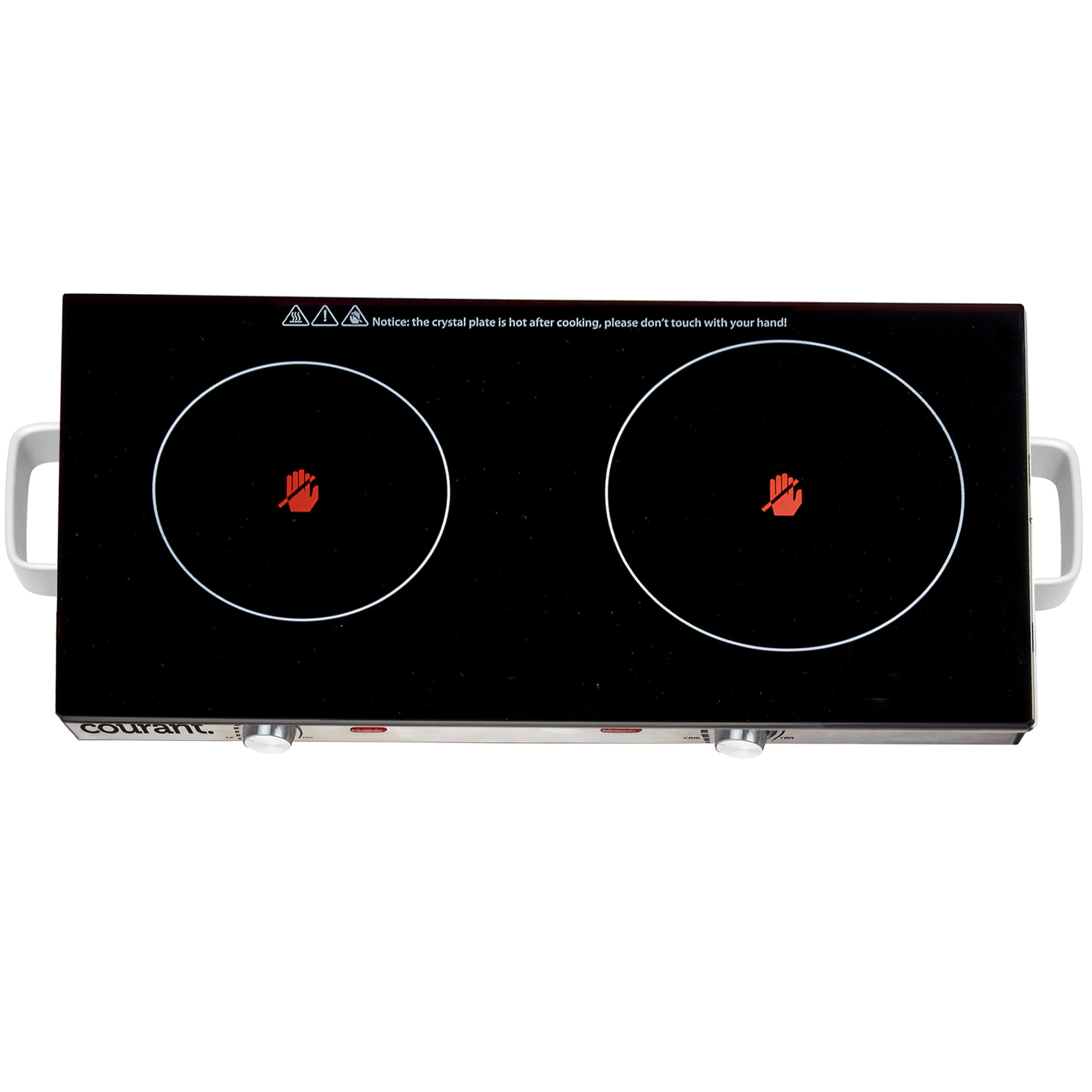 Courant Electric Double Infrared Burner, Ceramic Glass Hot Plates Cooktop, 1700W - Stainless Steel