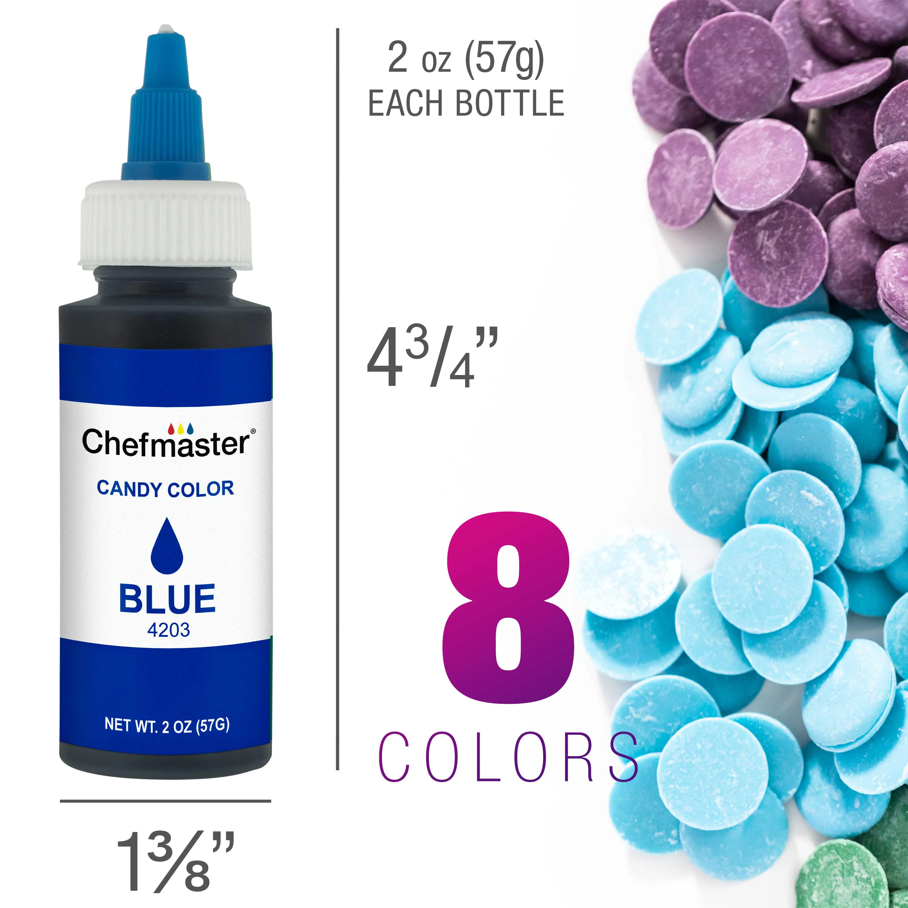 U.S. Cake Supply 2-ounce Liquid Candy Food Color 8 Bottle Kit with Mixing Wheel