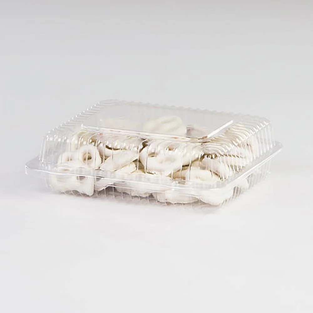 Detroit Forming LBH-651 Clear OPS Plastic Rectangle Hinged Locking Lid Food Container Clear, 7 x 6 x 2 Inch | 500/Case