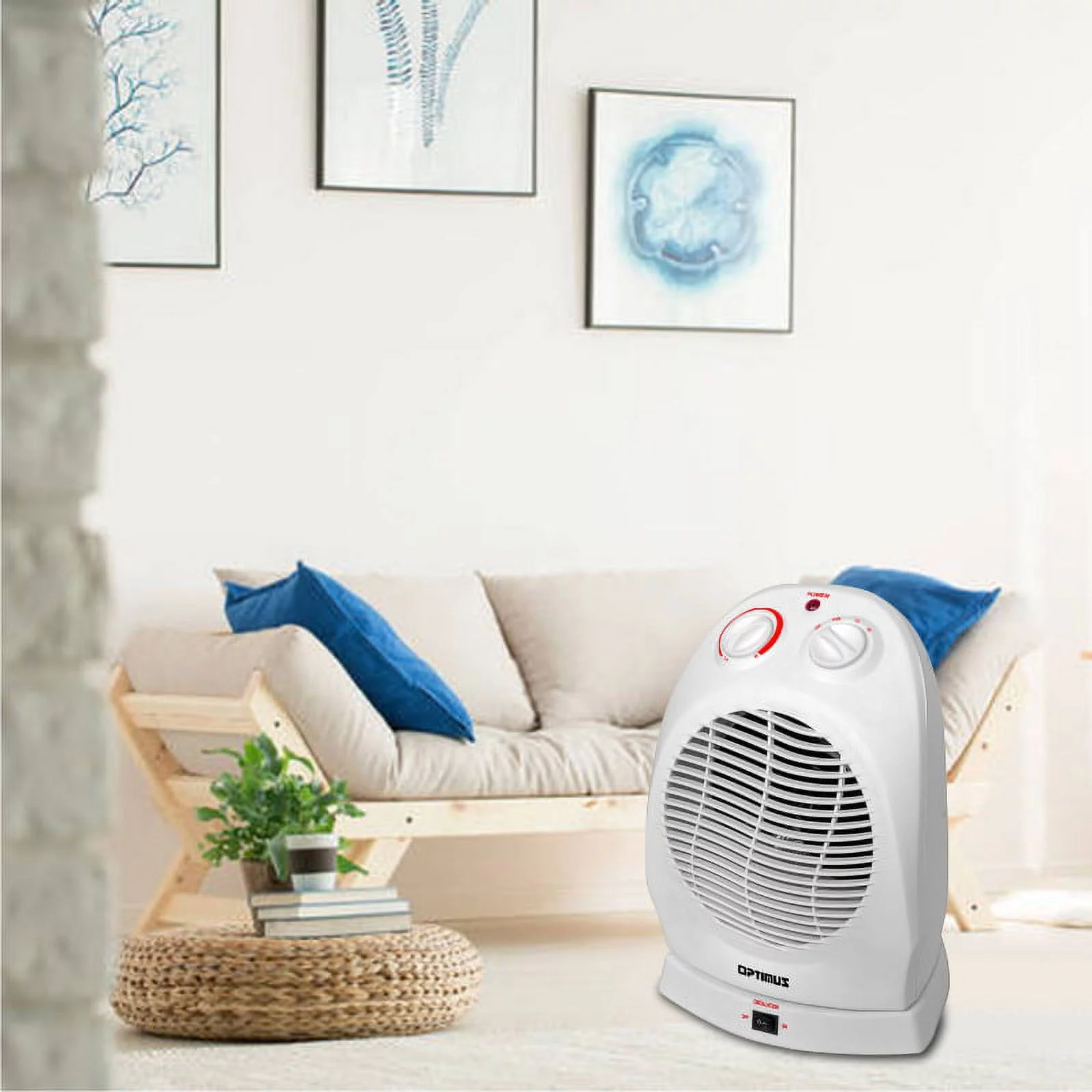 Optimus H-1382 Portable Oscillating Fan Heater with Thermostat
