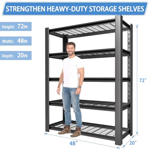 5-Tier Heavy Duty Garage Shelving Unit with Wire Shelves,3000 LBS Capacity Metal Storage Rack 72