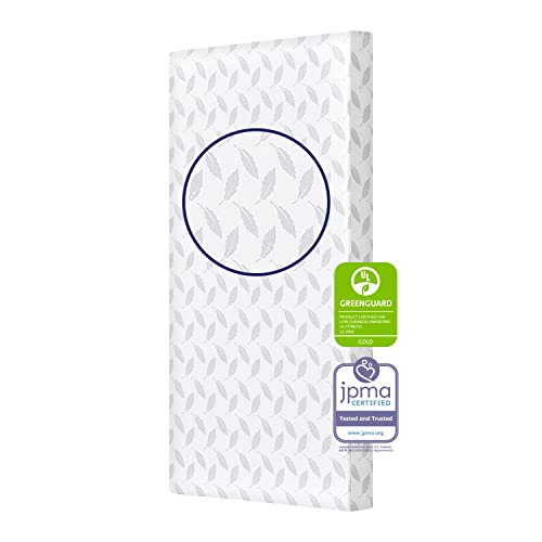 Dream On Me Asheville 4” Firm Fiber Crib And Toddler Mattress | Waterproof | GreenGuard Gold Certified | Dual-Sided Mattress | Grey Embossed Cover | Lightweight Reversible Design