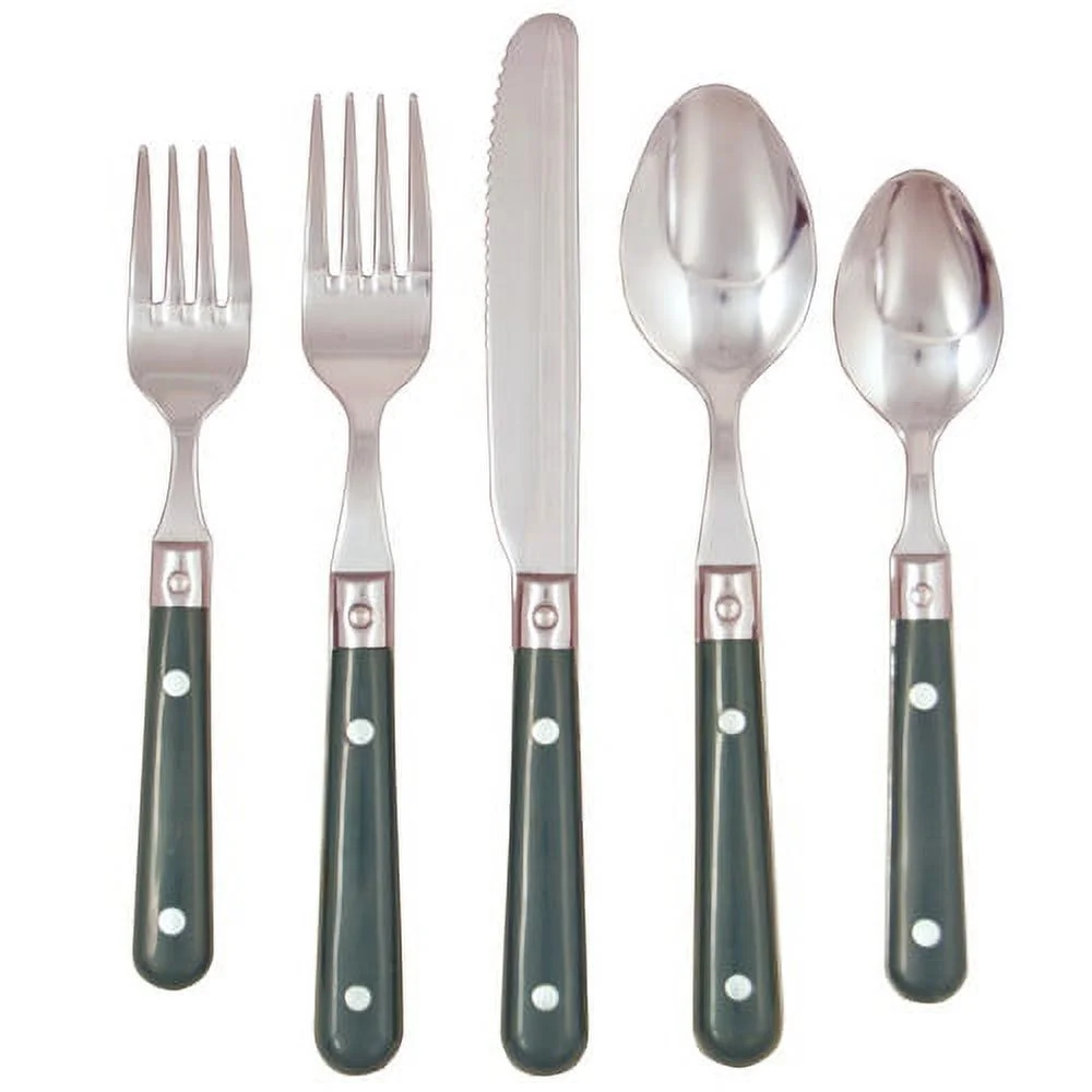 Ginkgo International Le Prix 20-Piece Stainless Steel Flatware Place Setting, Black, Service for 4