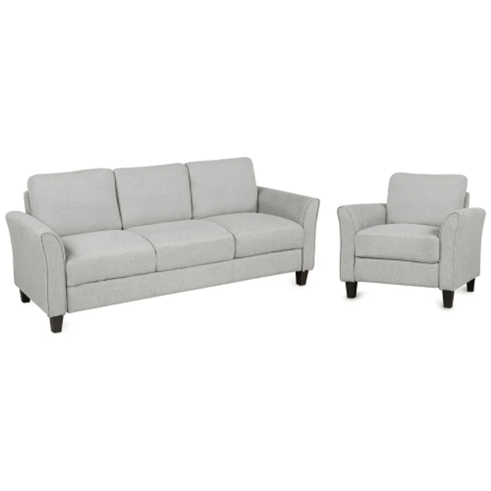 Living Room Furniture chair and 3-seat Sofa - Light Gray