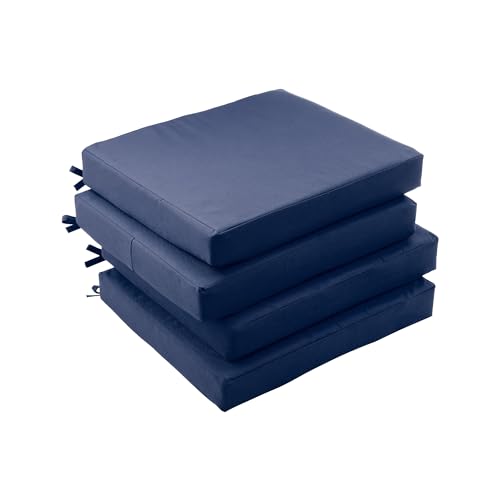 Outdoor Chair Cushions Set of 4,Patio Cushions for Outdoor Furniture,Waterproof Patio Chair Cushions with Ties,Memory Foam Outdoor Seat Cushion,18.5