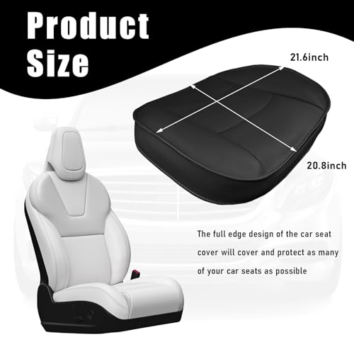 Car Seat Bottom Cover, PU Leather Auto Front Seat Button Protector Cushion, Anti-Slip and Wrap Around The Bottom, Universal Driver Car Seat Protection Pad for Car Sedan SUV (Beige)