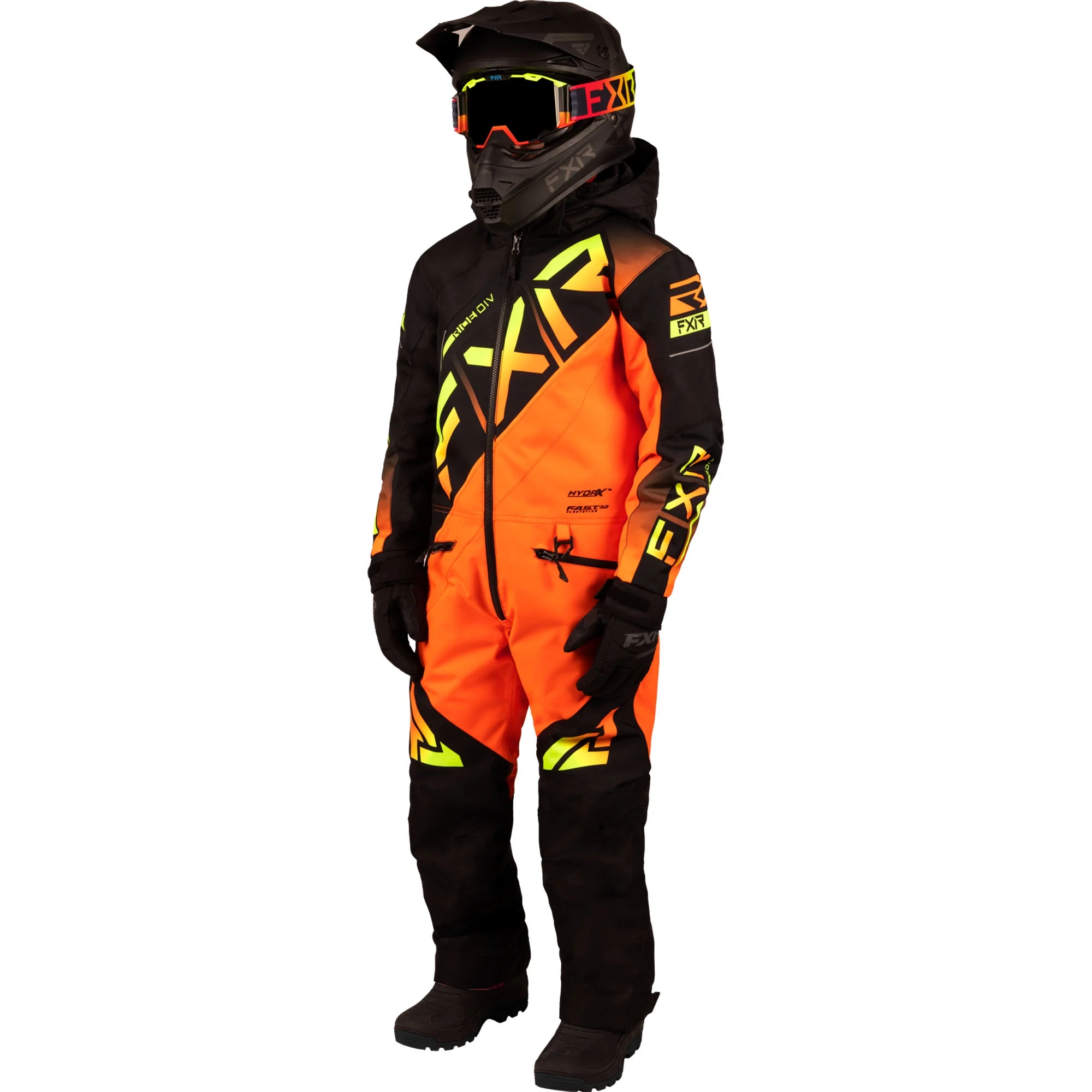 FXR  Child CX Snowmobile Monosuit F.A.S.T. 3.0 HydrX Thermal Flex Black Inferno - 4 233014-1026-04