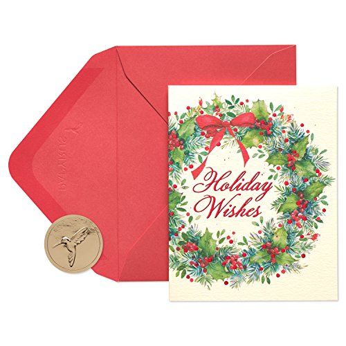 Papyrus Petite Holiday Cards Boxed with Envelopes, Wonderful Holiday, Wreath (20-Count)