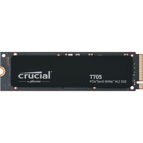 Crucial T705 2TB PCIe Gen5 NVMe M.2 SSD - Up to 14,500 MB/s - Game Ready - Internal Solid State Drive (PC) - +1mo Adobe CC - CT2000T705SSD3
