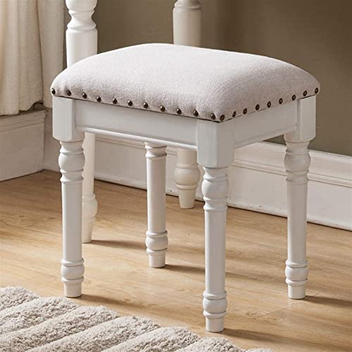 Makeup Vanity Stool Chair for Makeup Room Bedroom, Benches Vanity Bedroom Dressing Stool White Vanity Bench Dressing Table Chair Porch Shoe Changing Stool Wood Comfortable and Elasticity