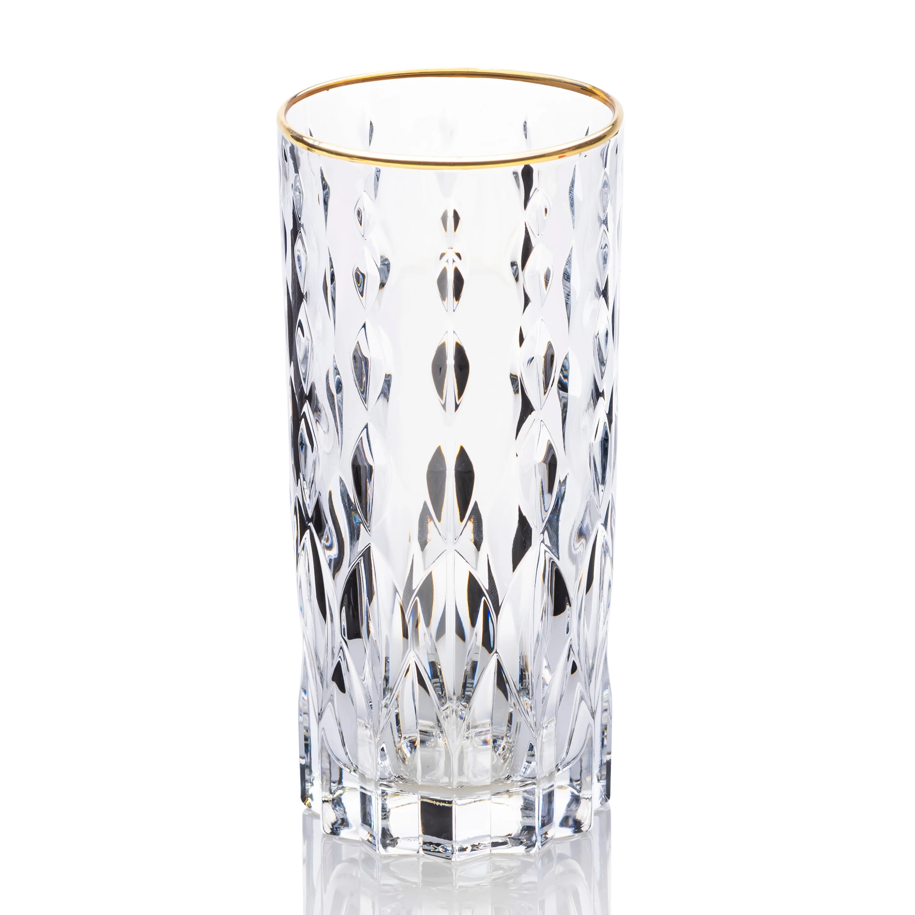 Lorren Home Trends Marilyn Gold High Ball Tumblers, Set of 4