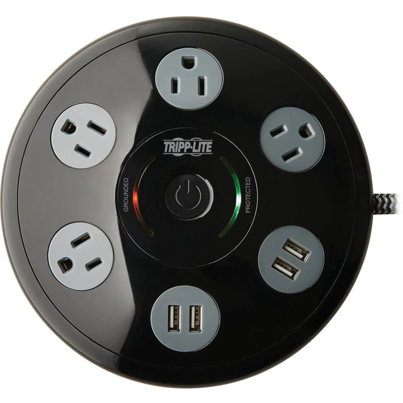 Tripp Lite Conference Surge Protector with 4 5-15R Outlets & 4 USB-A Ports 6ft Cord Black