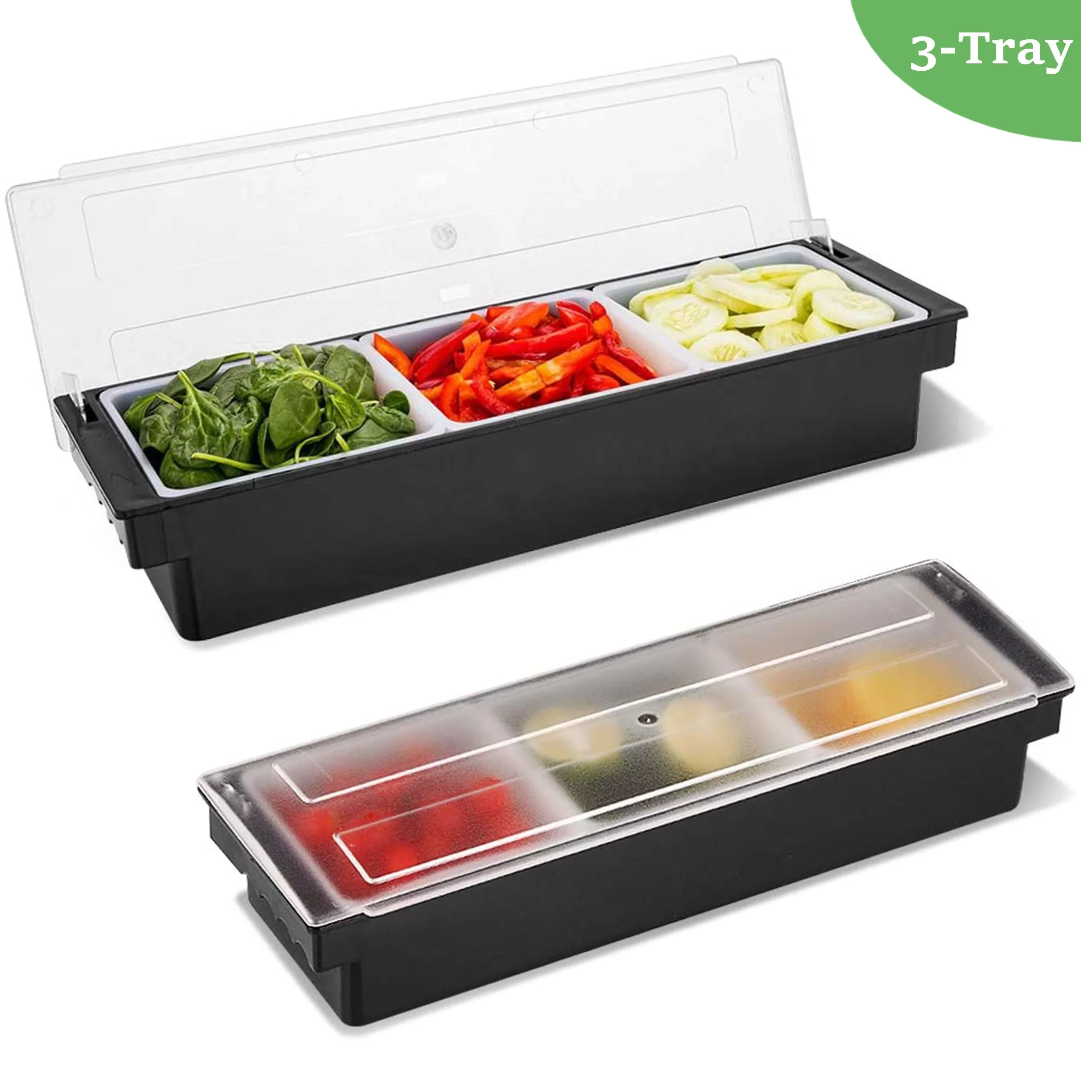 3/4/5/6 Tray Condiment Server with Lid, Ice Chilled Fruit Salad Cocktail Garnish Dispenser Condiment Caddy Container (1pcs)