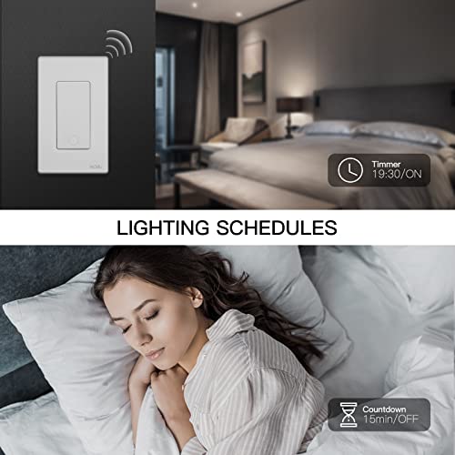 MOES Zigbee Smart Switch 1 Gang, No Neutral Wire Required, Inteligente Single Pole Light Switches, Compatible with Alexa Google Assistant, Remote Control, Require MOES Zigbee Hub