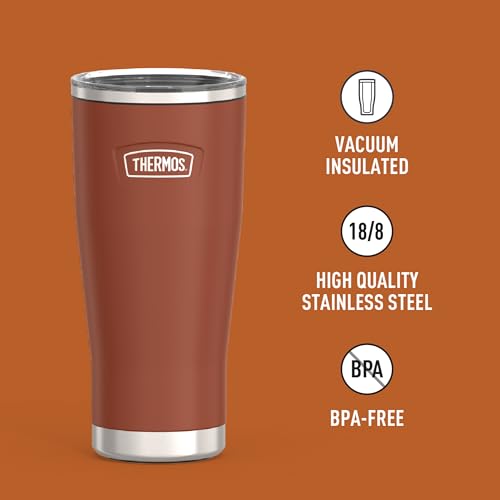 THERMOS ICON SERIES, Stainless Steel Cold Tumbler with Slide Lock, 24 Ounce, Sandstone