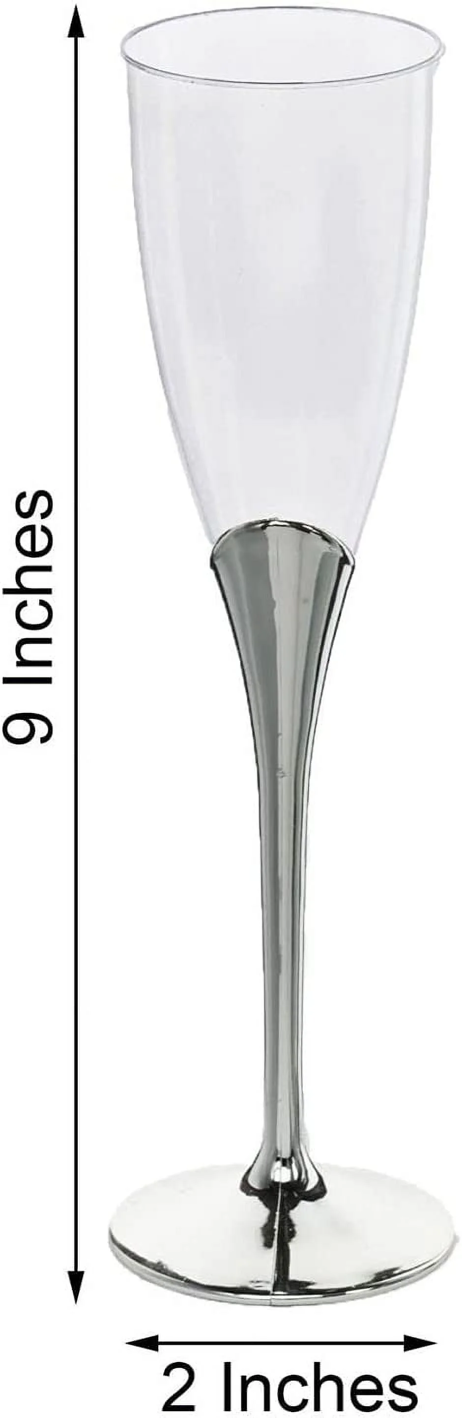 24 Plastic Flutes 5 Oz Silver Champagne Glasses - Disposable Wedding Reception Events Party Tableware Wholesale Supplies