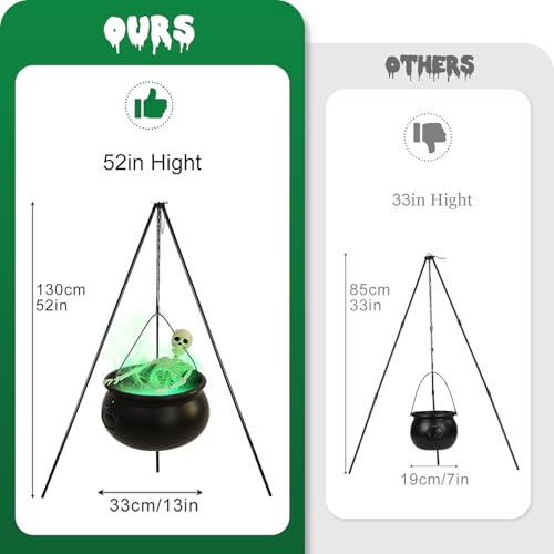Halloween Decorations Outside - Large Witches Cauldron on Tripod with Skeleton & Fog Maker - Skeleton Halloween Party Decor for Outdoor Yard Home Porch