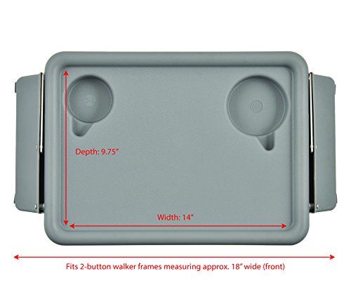 NOVA Medical Products Walker Tray with Two Cup Holders, Gray, 1 Count
