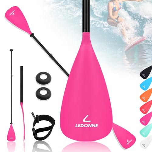 LEDONNE SUP Paddle 4-Piece Adjustable Kayak Paddle Floating Lightweight Paddle Board Oar with Aluminum Alloy Shaft and 2 Nylon Blades Best Price Based on Our 3 Million Sets Per Year 500 bought monthly