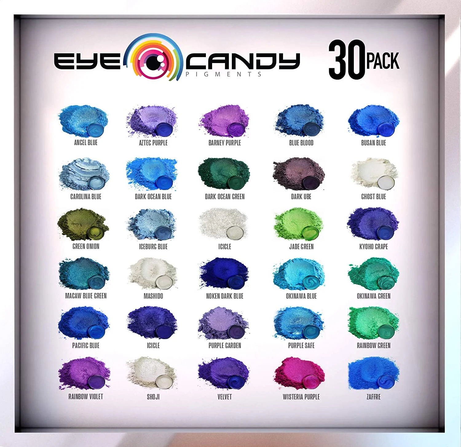 Eye Candy Mica Pigment Powder 30-Pack Set 2 - Colorant for DIY - Arts and Crafts
