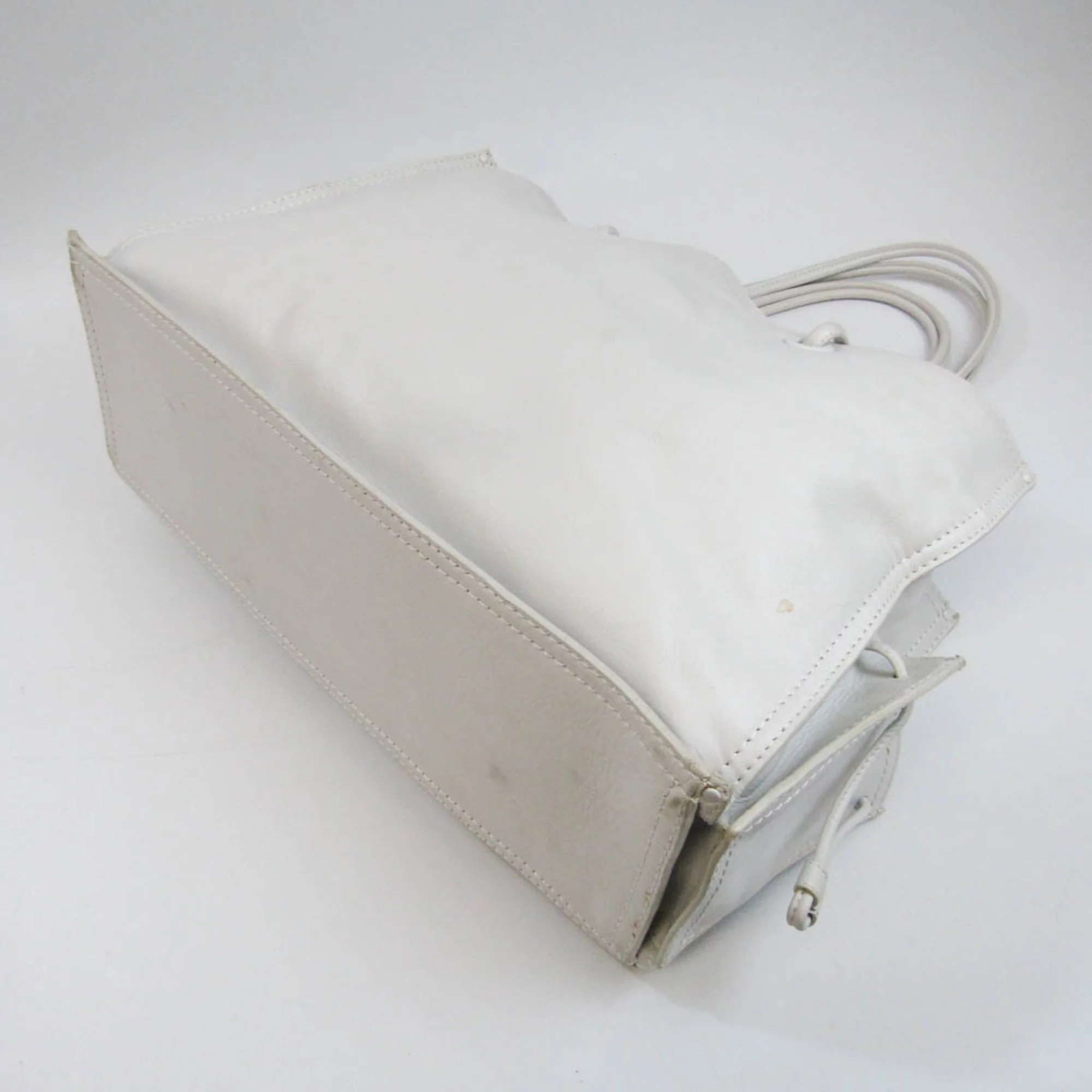 Pre-Owned Loewe Crown Logo Stitch Women's Leather Shoulder Bag,Tote Bag White (Good)