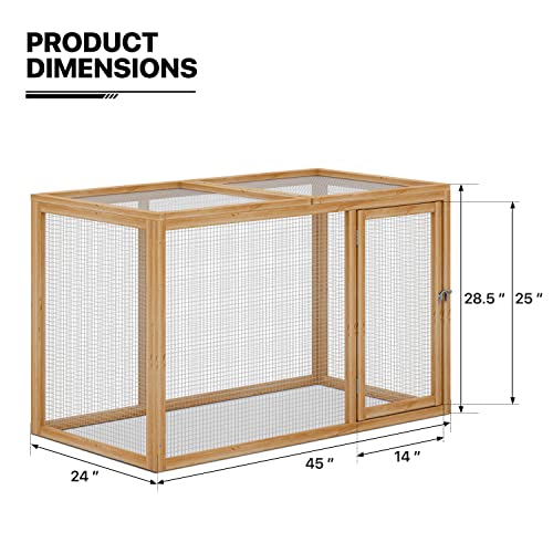 MoNiBloom Chicken Run for Yard Wood Chicken Cage Rabbit Hutch Bunny Pen with Openable Roof and Side Door, Outdoor Lockable Duck Coop Small Animal Habitat Enclosure Hen Coop Add-Ons, 45 x 24 x 28 inch