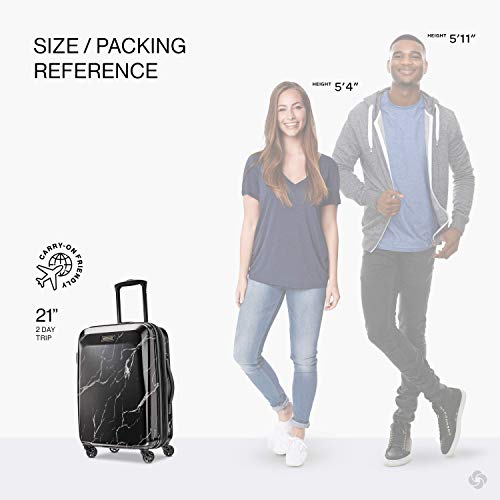 American Tourister Moonlight Hardside Expandable Luggage with Spinner Wheels, Blue Terazzo, 2-Piece Set (20/28)