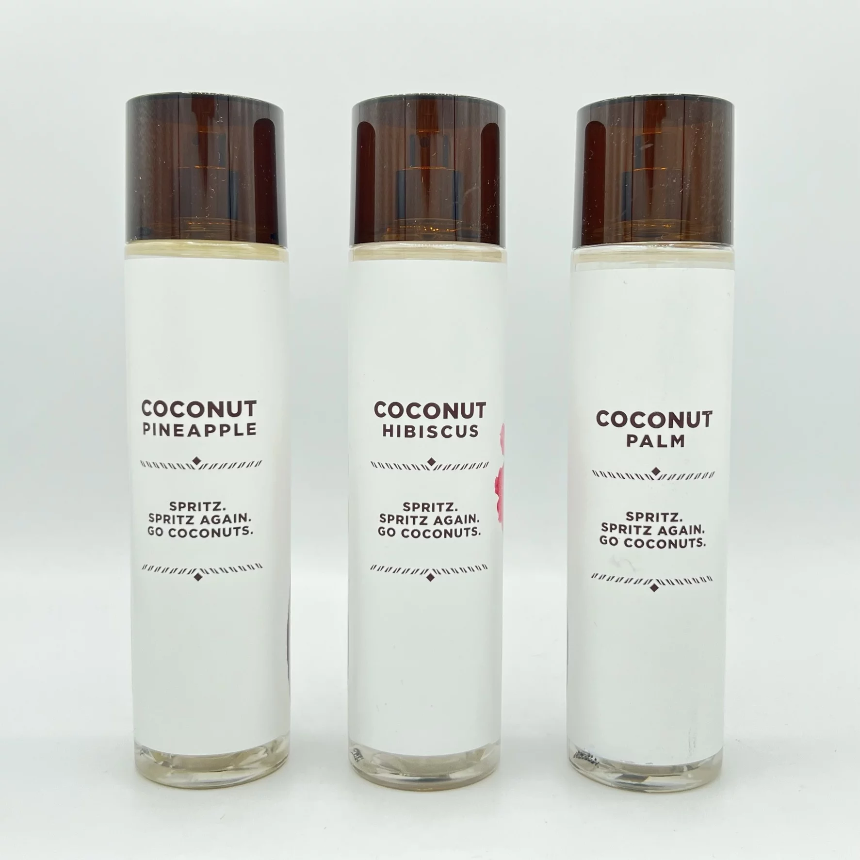 Bath & Body Works Coconut Fine Fragrance Mist Collection 8oz Full Size Trio Pineapple, Hibiscus and Palm