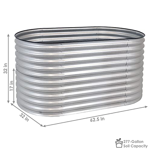 Sunnydaze 62.5-Inch Oval Raised Garden Bed - Stackable Steel Vegetable Flower Bed Planter Kit with Rubber Edge Trim - Brown