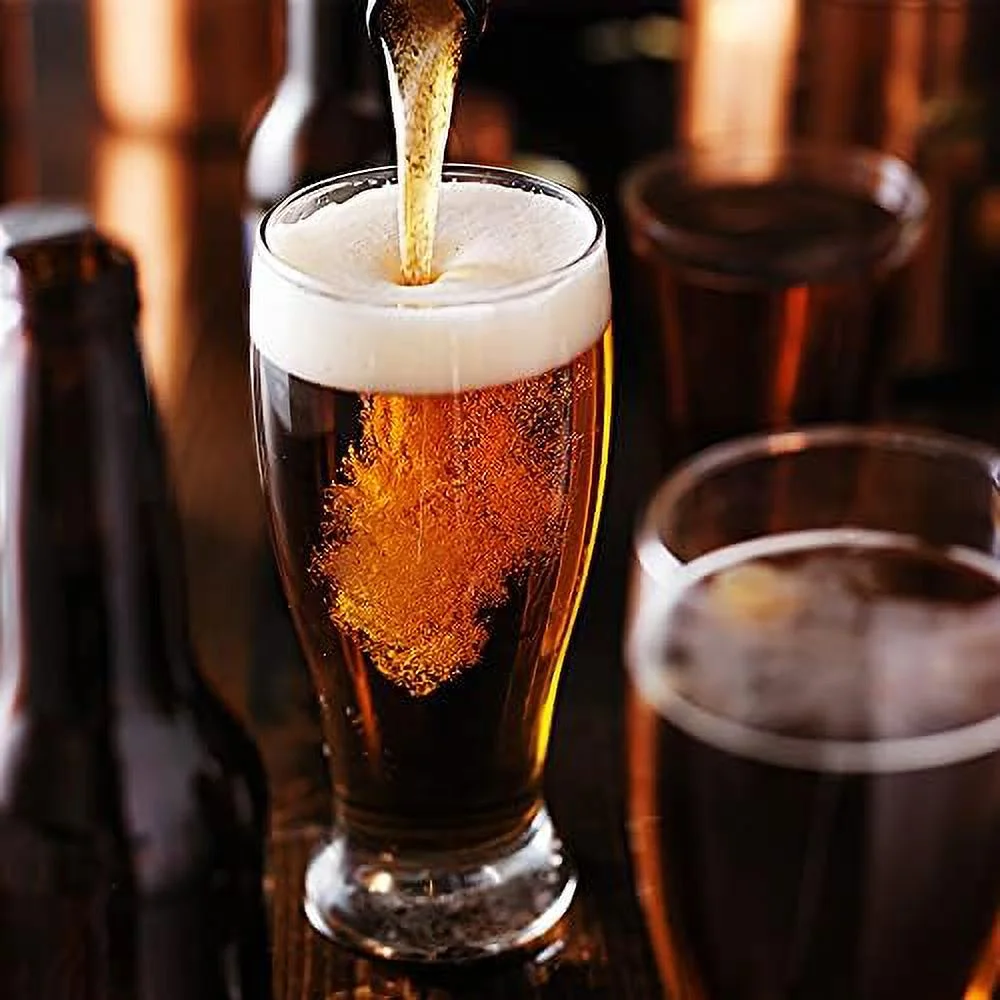 Tall Clear Drinking Glass, Classic Lager Stout Pilsner Glass Set, All Purpose s, 19 ¼ Oz (Set Of 4)