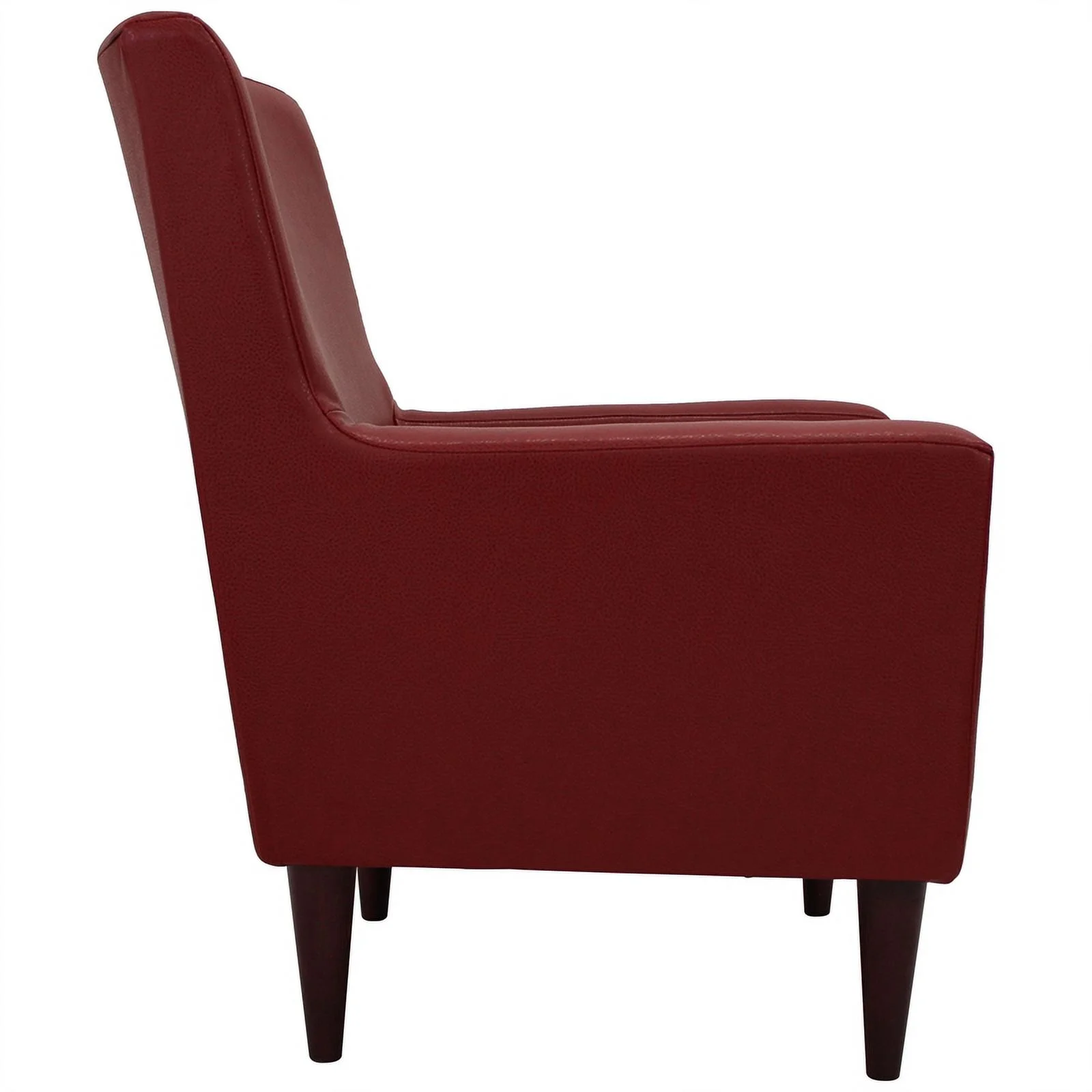 Pemberly Row Traditional Faux Leather Arm Chair in Red Finish