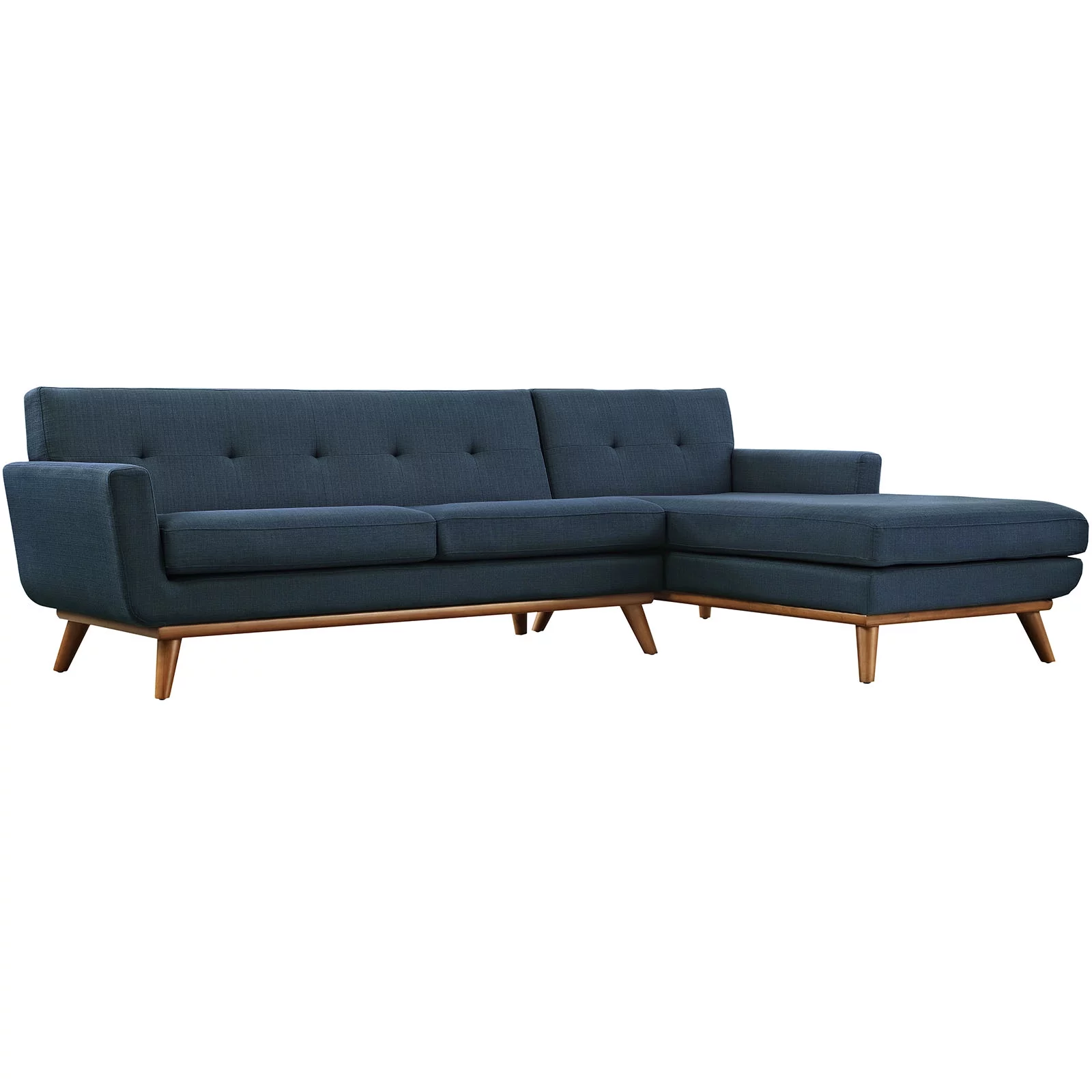 Modway Engage Right-Facing Upholstered Fabric Sectional Sofa in Azure