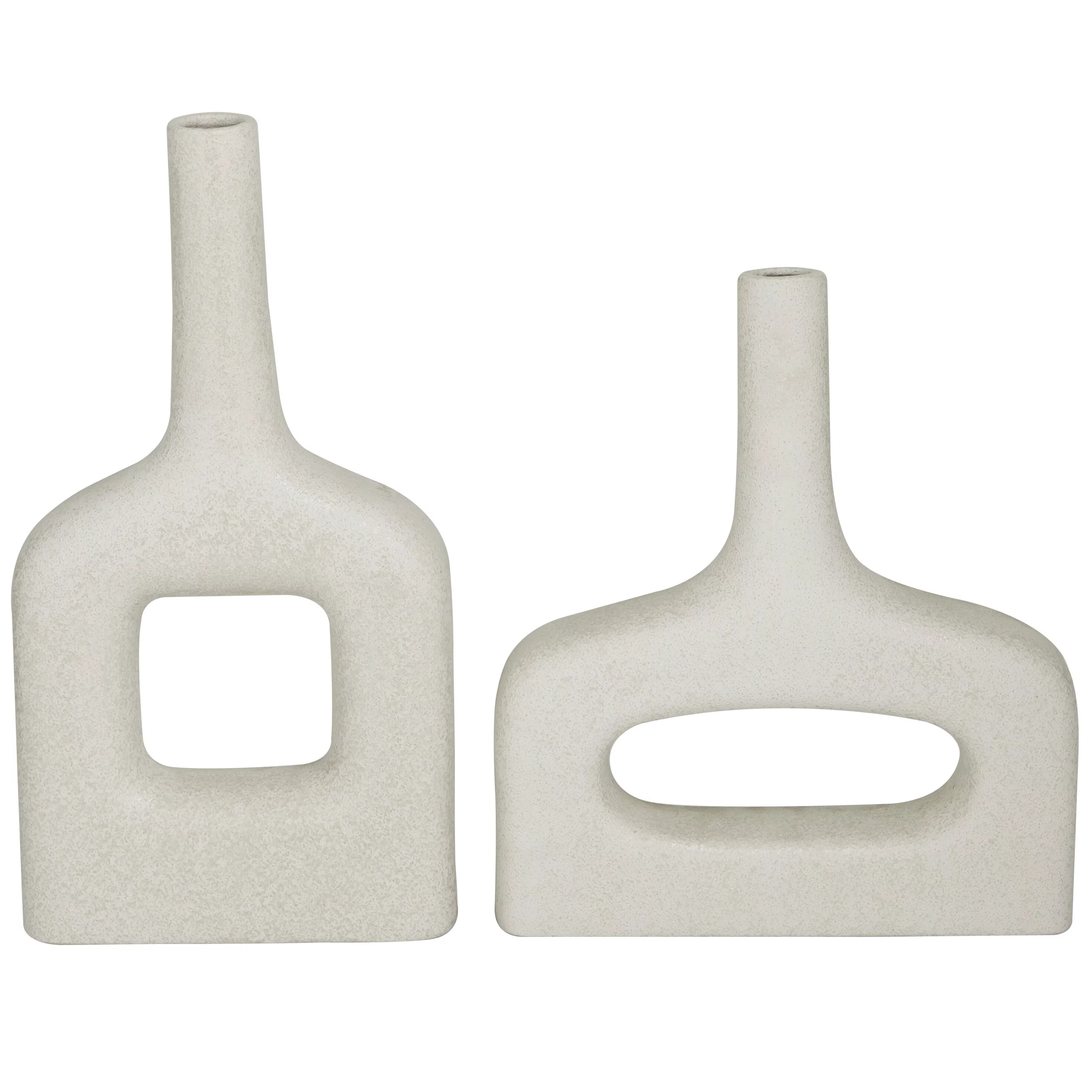 CosmoLiving by Cosmopolitan  Ceramic Round Donut Shaped Vase (Set of 2) White