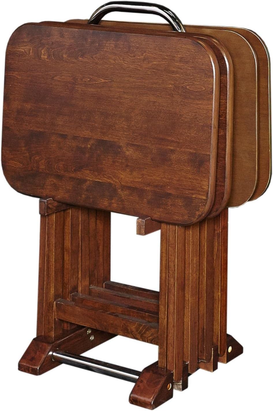 Powell Furniture Burke Tray Tables, Cherry, 15.72 x 26.38 x 23.58