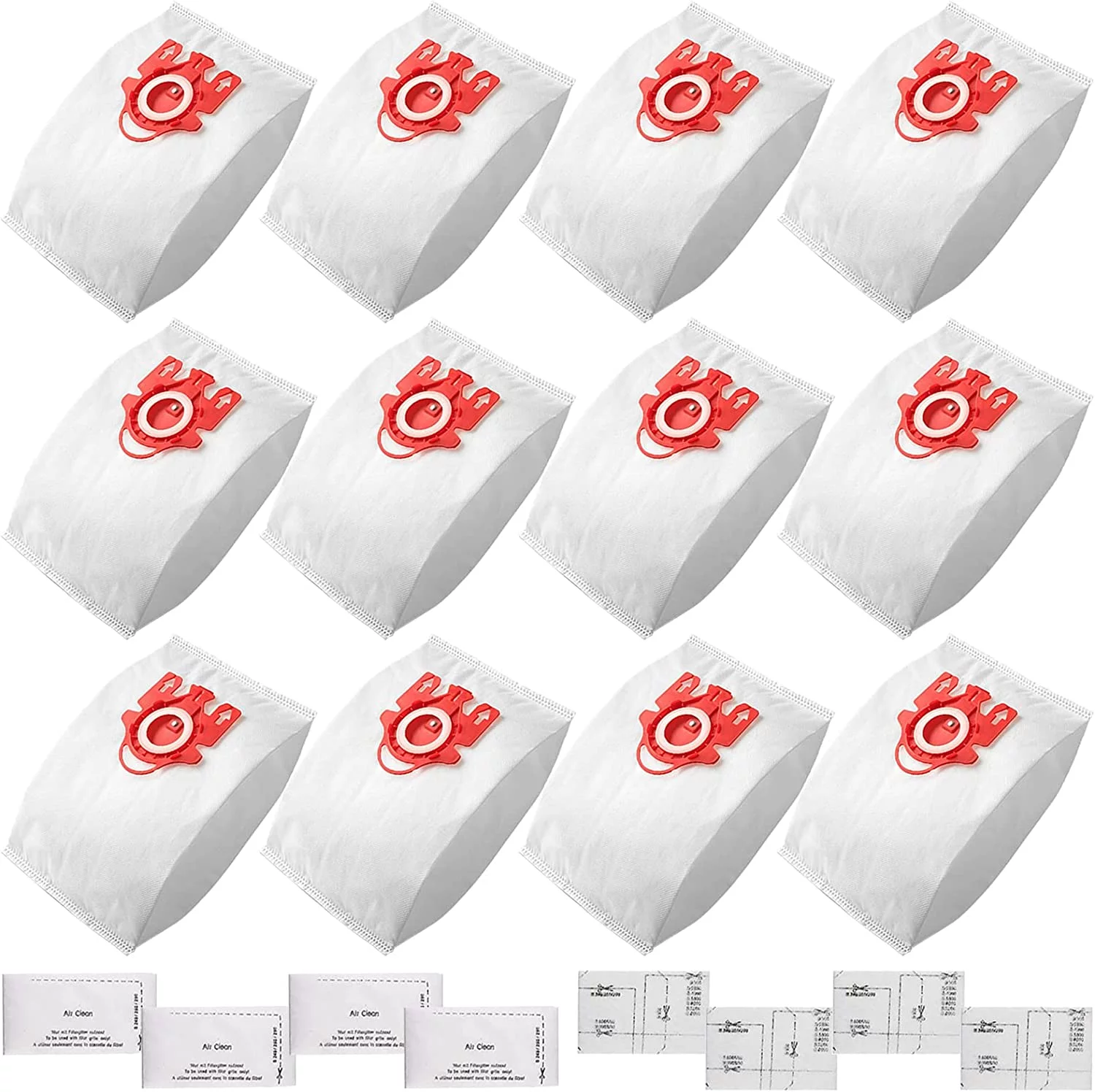 12 Pack AirClean 3D FJM Vacuum Cleaner Bags Replacement Compatible with Miele Compact C2 Complete C1 Compact C1 S246-S256i, S300,S500 S700, S4000 and S6000 Series canister vacuums,Part # 10123220