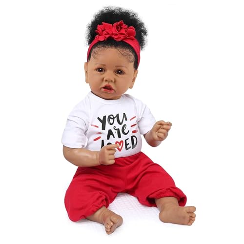 Realistic Reborn Baby Doll Black Girl – 20 Inch Lifelike Real Life African American Newborn Doll with Soft Body Gift Set for Kids Age 3+