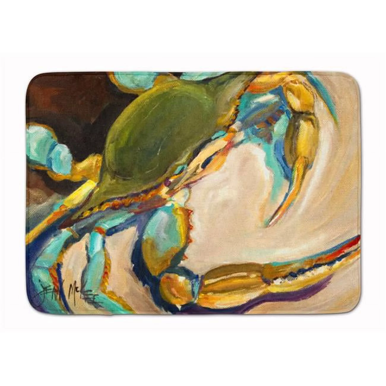 Carolines Treasures  Blue Crab Machine Washable Memory Foam Mat - Blue - 19in. H x 0.25in. W x 27in. L